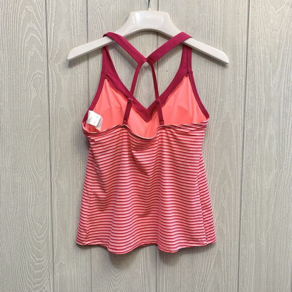 Nike V-Neck Pink Stripe Swim Tank Small NWT - Picture 3 of 4